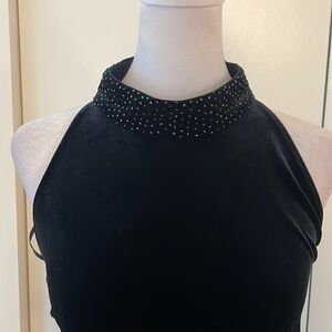 Vintage 1980 Reggio Velvet beaded open back long dress